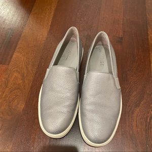 Vince Blair Gunmetal Leather Slip On Sneakers